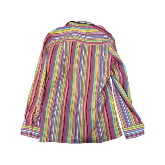 Christopher & Banks Womens Multicolor Striped Button-Up Shirt L Stretch Colorful - Picture 6 of 6